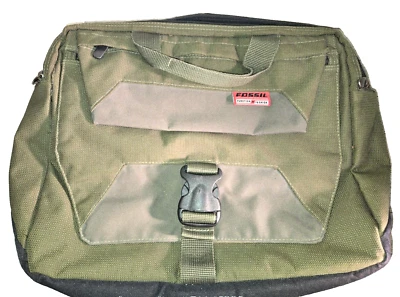 Bolsa para laptop marca fóssil maleta bolsa carteiro verde laranja nylon acolchoada - Imagem 1 de 4