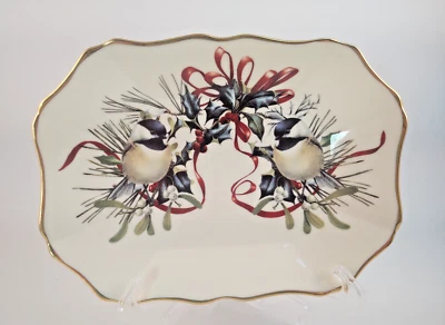 Lenox Winter Greetings 9" Scalloped Tray/Octagonal Platter - Made in U.S.A. - Image 1 of 4