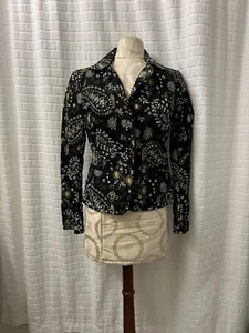 Johnny Was Black Floral Paisley Embroidered Blazer Jacket 3 Button SZ XS - Picture 1 of 5