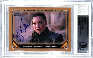 Star Wars Mandalorian Bronze 2020 MING-NA WEN firmada Fennec Shand Card losa BAS - Imagen 1 de 5