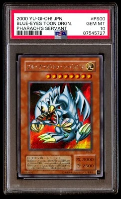 PSA 10 Gem Mint Blue-Eyes Toon Dragon PS-00 Pharaoh's Servant 2000 Japanese Card - Image 1 of 2