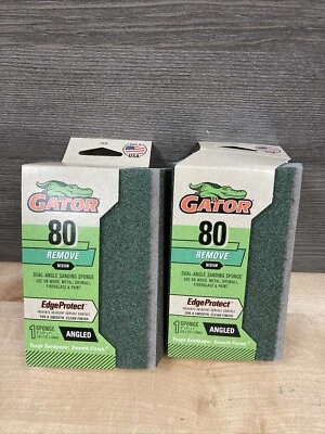 Paquete de 2 esponjas de lijado de doble ángulo Gator 7834, 80 medianas, 3x5x1" nuevas Foto 1 de 2