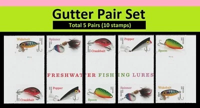 US 5965c Freshwater Fishing Lures imperf NDC horz gutter pair set 5x2 MNH 2025 - Image 1 of 4