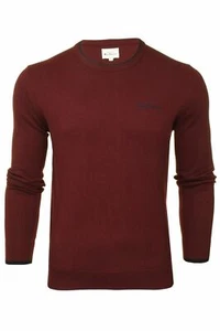 MENS BEN SHERMAN BIG SIZE CREW NECK COTTON KNITTED JUMPER 62555 - PORT / WINE - Picture 1 of 2