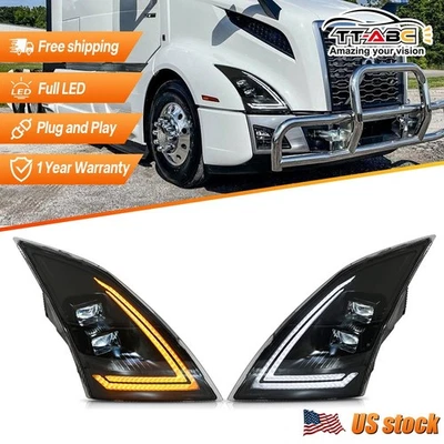 Pair LED Headlight W/Sequential For Volvo VNL 400 760 740 860 VNR 400 460 18-24 Foto 1 de 4