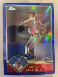 2003 Topps Chrome 'Blue Refractor' Greg Maddux #21 serial'd 377/699 - Picture 1 of 3