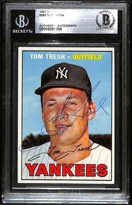 Topps 289 1967 Tom Tresh BGS autografiado BAS auténtico C100129 Foto 1 de 3