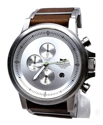 RELOJ VESTAL PLEXI CRONÓGRAFO ACERO Y CUERO 45mm FUNDA HOMBRE LUJO VINTAGE Foto 1 de 4