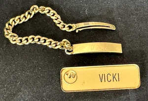 Vintage Northwest Airlines Employee Name Tag w Speidel Bracelet - Picture 1 of 9