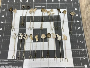VTG Sterling Silver Appetizer Forks Picks Various Finials Taxco Mexico Set of 23 - Picture 1 of 11