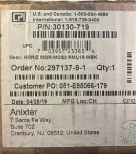 Chatsworth 2U Single Sided Universal Horizontal Cable Manager 30130 719 New - Photo 1/2