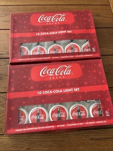 2-COCA COLA 10 Strand String Light Set In Original Box 1998 Tested & Working New - Picture 1 of 5