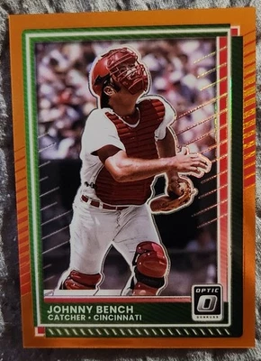 2025 Panini Donruss Optic Johnny Bench ORANGE PRIZM Parallel /199 Reds HOF - Image 1 of 2