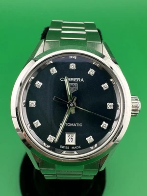 Reloj para mujer Tag Heuer Carrera azul diamante WBN2413.BA0621 automático de acero inoxidable Foto 1 de 4