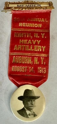 NY 9th Heavy Artillery Ribbon-Auburn NY-Agosto 1913 Foto 1 de 3