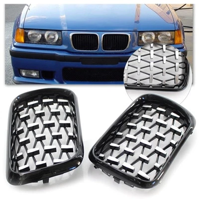For BMW E36 3 Series 97-99 Front Grill Latest Style Shiny Black Frame Diamond - Изображение 1 из 4