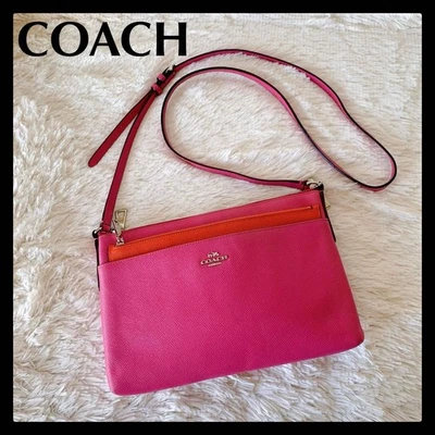 COACH Embossed Textured Leather Shoulder Bag Pink 16a - Image 1 of 4