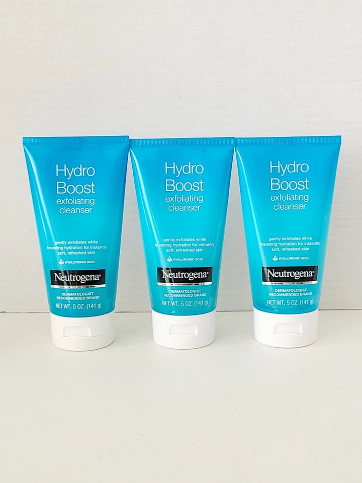 Neutrogena Hydro Boost Exfoliating Facial Cleanser Hyaluronic Acid 5 oz 3 Pack