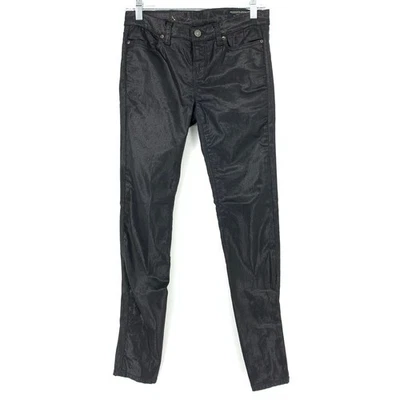 Pantalones de mezclilla ajustados AllSaints para mujer talla 27 petrel brodie recubiertos negros con cremallera al tobillo Foto 1 de 4