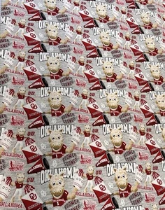 OU Fans! Check It Out! Sooners Fabric! Oklahoma University Boomer Sooner Mascot - Picture 1 of 14