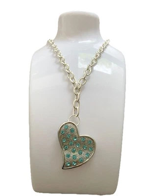 Damenkette Herzanhänger Halskette Strasssteine Anhänger Modekette Y- Kette - Bild 1 von 4