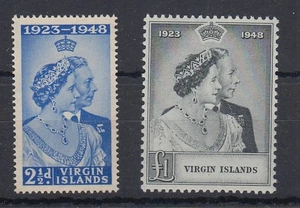 Virgin islands 1949 Silver Wedding Set MH / MNH ( £1 is MNH) SG 124- 125 - Picture 1 of 2