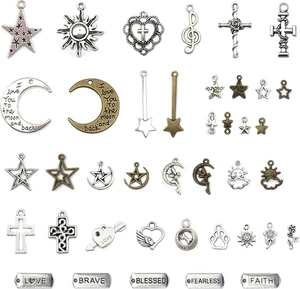 40 Stck. Handwerk Silberlegierung Charms Gemischt Antik Stil Anhänger Zum Selbermachen für Ohrringe - Bild 1 von 12