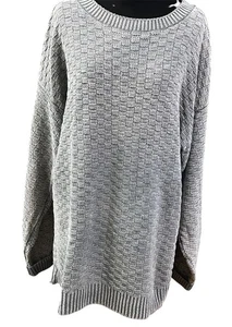 vtg sweater Distressed weaved waffle knit gray fisherman Oversized Cozy Gray - Picture 1 of 9