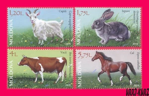 MOLDOVA 2019 Nature Fauna Farm Domestic Animals Goat Rabbit Cow Horse 4v MNH - Picture 1 of 1