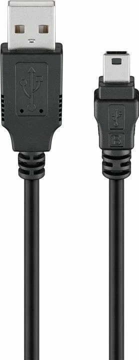 USB 2.0 Hi-Speed Kabel, Schwarz, Stecker(Typ A)/Mini-Stecker (Typ B) 0,15-5m - Bild 1 von 1