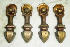 4 Tear Drop Bail Knocker Drawer Pulls KBC #N4730 Vintage 3in w Back Plates - Picture 1 of 5