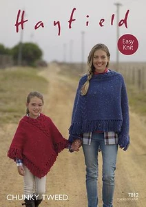 Sirdar 7812 Knitting Pattern Womens Girls Poncho in Hayfield Chunky Tweed - Picture 1 of 1