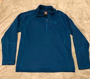 NORTH FACE Sweatshirt Women Size Large Blue 1/4 Zip Pullover Polyester 0420 - Picture 1 of 13
