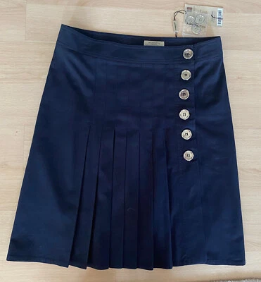 Burberry Skirt Made in Scotland US 6/UK 8 Navy Blue Pleated +silver buttons+tags - Image 1 of 4