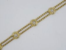 Vintage 80's Signed Swarovski Swan Logo Fancy Rope Chain Bracelet ~ 7"