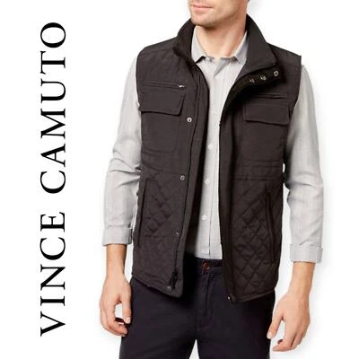 Vince Camuto | Grande | Chaleco de carga utilitario acolchado negro con cremallera frontal para hombre Foto 1 de 4