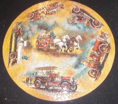 Springbok 1971 Vintage Circular Puzzle Antique Fire Engines in Box 500p COMPLETE - Image 1 of 4