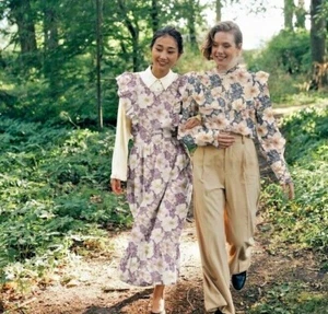 Vestido Floral Flor Elástico Viscosa Popelina Elástico Tela M1855 - Imagen 1 de 10