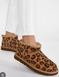 UGG Classic Ultra Mini Spotty Shearling Boot Cheetah Leopard Size 6 NIB - Picture 1 of 10