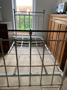 Stunning Antique French Divine White Cast Iron Brass Bed Room Chic Single Daybed - Picture 1 of 10