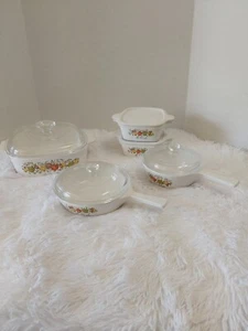 Vintage 10 Stck. Corning Ware ""Spice of Life"" Auflauf, Griffpfannen & kleine Töpfe - Bild 1 von 15