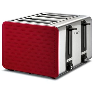 Bosch Silicone 4-Slice Stainless Steel Toaster 1800W Red TAT7S44GB - Picture 1 of 6