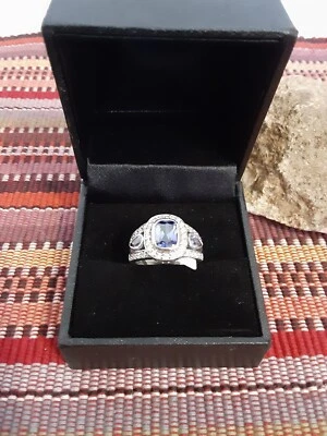 Anel JTV Bella Luce prata esterlina tamanho 6 4,20 CTW roxo banhado a ródio 283 - Imagem 1 de 4