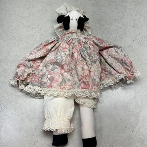 Vintage Kuh Puppe 25 Zoll Plüsch Stofftier Handarbeit Bauernhof Land Dekor Stoffpuppe Kleid - Bild 1 von 12