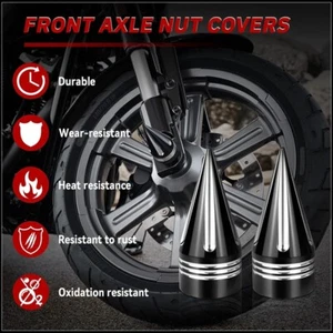 Front Axle Cap Nut Covers CNC Fit for Harley Touring Dyna Softail 2008-2023 - Picture 1 of 8