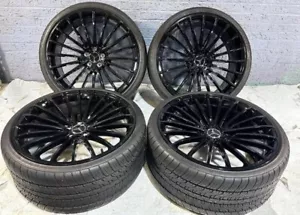 22x9 22x10.5 Black Mercedes Wheels Tires S580 S600 S500 S550 S560 S63 MAYBACH - Picture 1 of 4