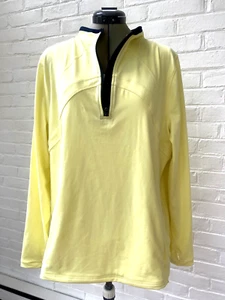 T BY TALBOTS MAGLIONE DONNA GIALLO 1/4 ZIP PROTEZIONE SOLARE UPF 50+ XL - Foto 1 di 7
