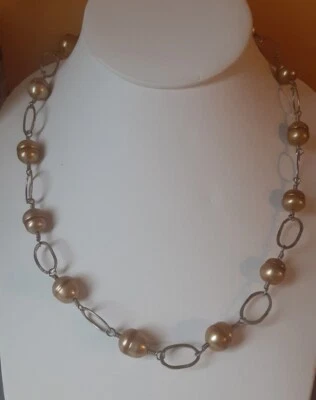 Collar vintage de plata de ley 925 y perlas de oro Foto 1 de 4