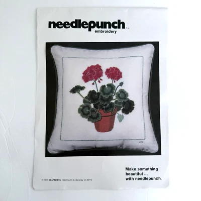 Kit de bordado punzón de aguja Craftways vintage 1980 #1872 geranios sin hilo Foto 1 de 3