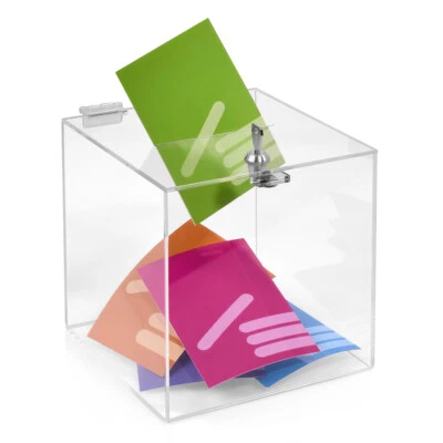 Losbox / Aktionsbox / Einwurfbox mit Schloss 200x200x200mm aus Acrylglas - Bild 1 von 4